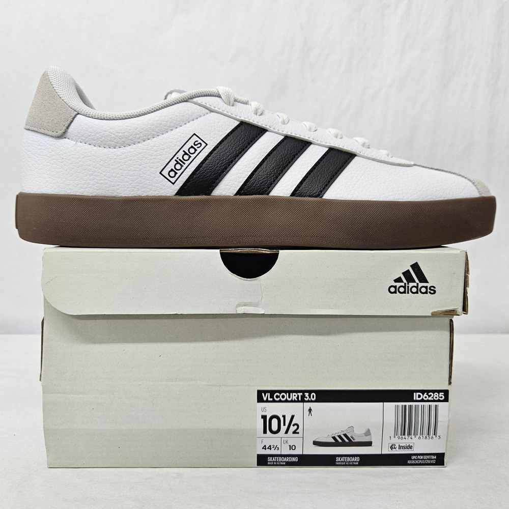 Adidas VL Court 3.0 Skateboarding Shoes ID6285 White Core Black Men's Size 10.5 - Picture 1 of 11